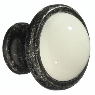 Smedbo Beslagsboden Knob in Pewter/White Ceramics