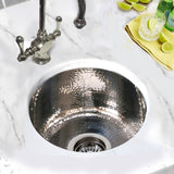 Nantucket Sinks' RS15-SS  15-Inch Hand Hammered Round Stainless Steel Bar Sink