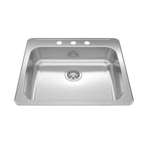 KINDRED RSLA2522-55-3N Reginox 25.62-in LR x 22-in FB Drop In Single Bowl 3-Hole Stainless Steel Kitchen Sink In Satin