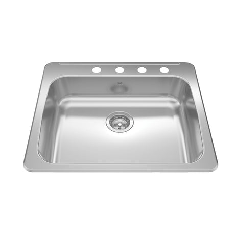 KINDRED RSLA2522-55-4N Reginox 25.62-in LR x 22-in FB Drop In Single Bowl 4-Hole Stainless Steel Kitchen Sink In Satin