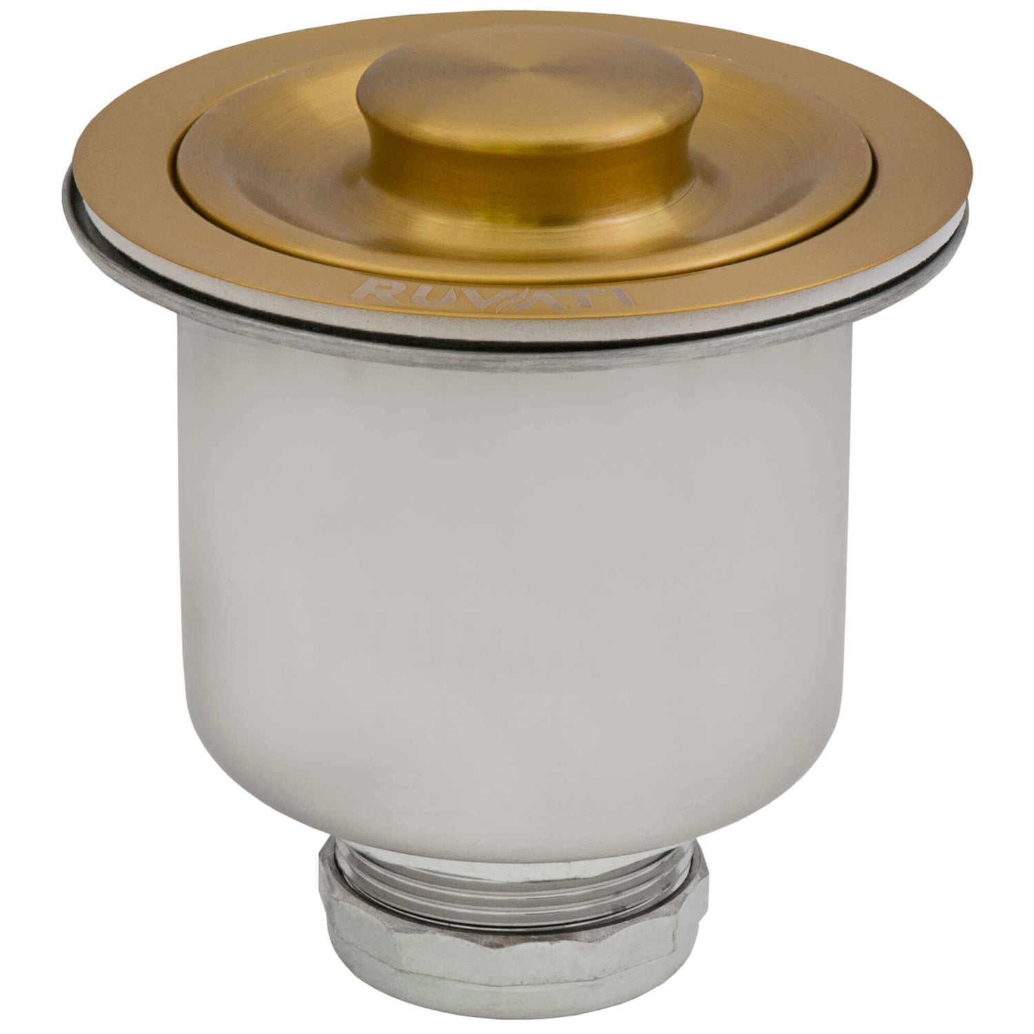Ruvati Deep Basket Strainer Drain for Kitchen Sinks all Metal 3-1/2 inch - Brushed Gold Satin Brass - RVA1027GG