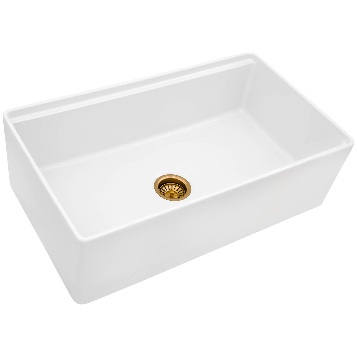 Ruvati Matte Gold Satin Brass Basket Strainer Drain Assembly for Thick Fireclay Sinks - RVA1039GG