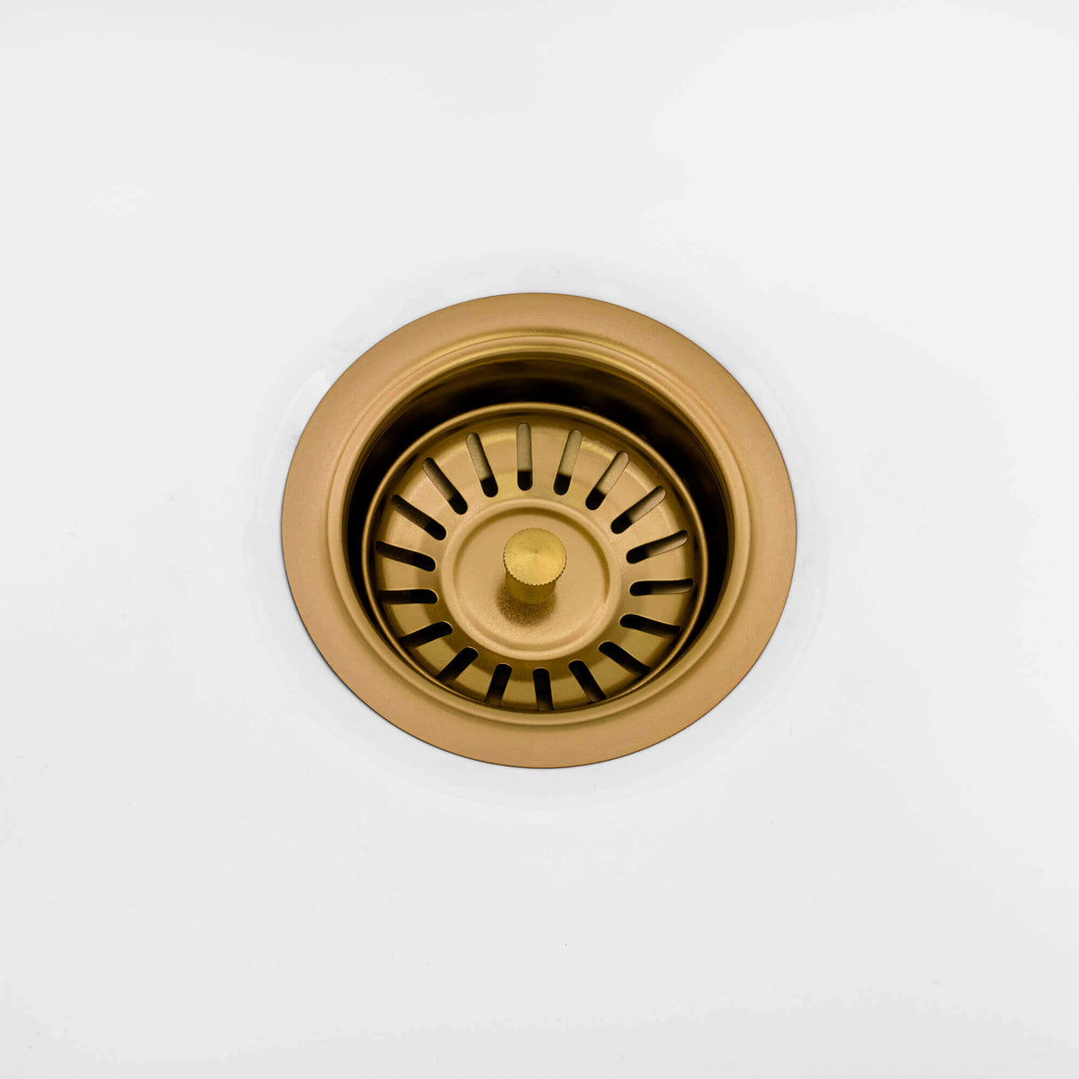 Ruvati Matte Gold Satin Brass Basket Strainer Drain Assembly for Thick Fireclay Sinks - RVA1039GG