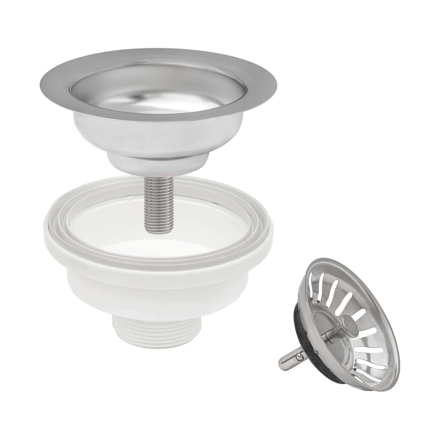 Ruvati Basket Strainer for Thick Fireclay Kitchen Sink Drain Assembly - Stainless Steel - RVA1039ST
