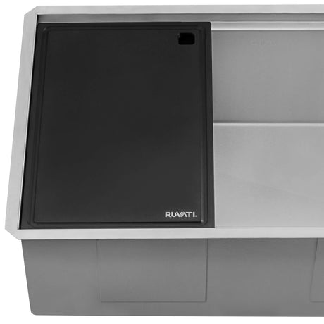 Ruvati 17 x 11 inch LedgeFit Matte Black Composite Replacement Cutting Board for Ruvati Workstation Sinks - RVA1217BWC