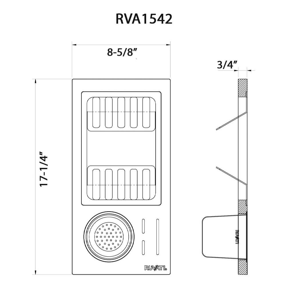 Ruvati Wood Dish Plate and Silverware Caddy Drying Rack for Workstation Sinks - RVA1542