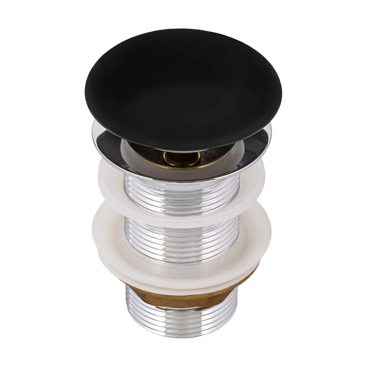 Ruvati Black Ceramic Top Push Pop-up Drain for Bathroom Sinks without Overflow- RVA5102BK