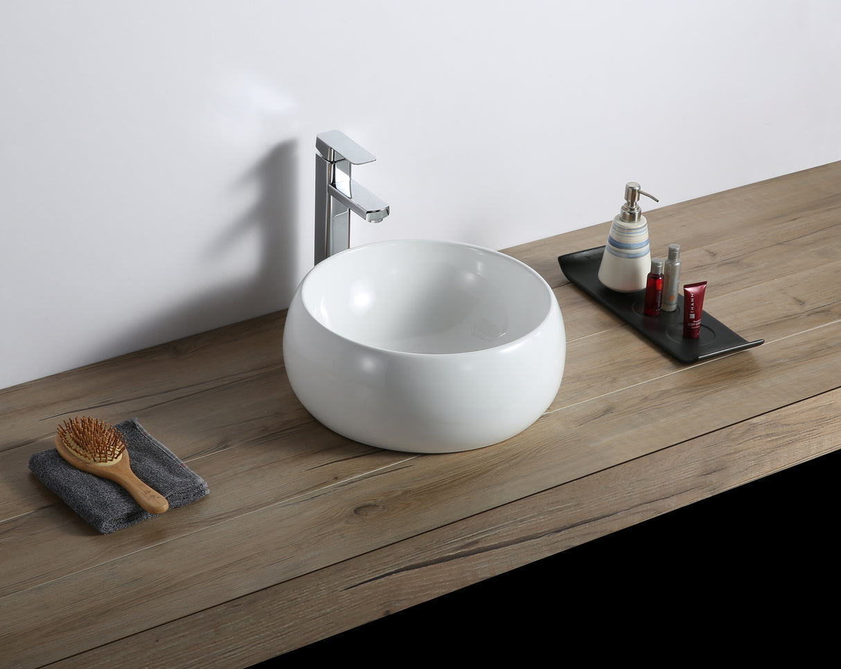 Ruvati 12 inch Bathroom Vessel Sink Round White Circular Above Counter Porcelain Ceramic - RVB0312