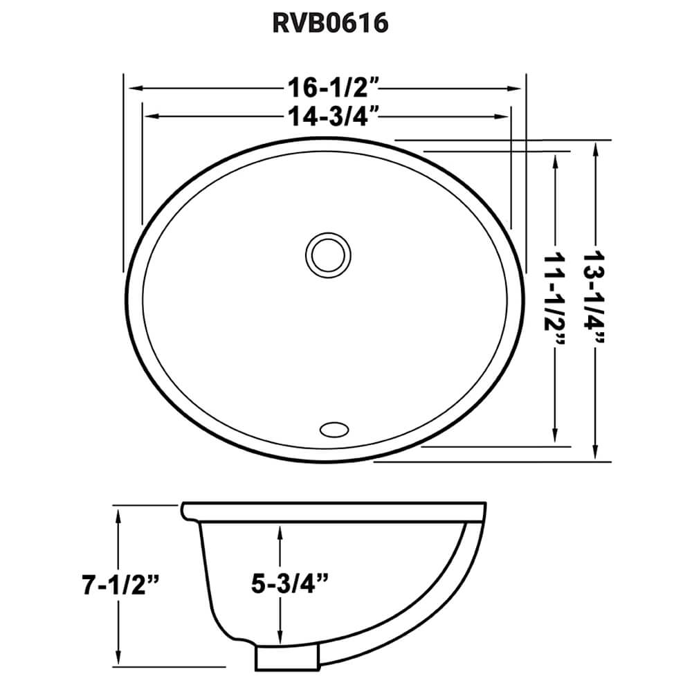 Ruvati 15 x 12 inch Undermount Bathroom Vanity Sink White Oval Porcelain Ceramic with Overflow - RVB0616