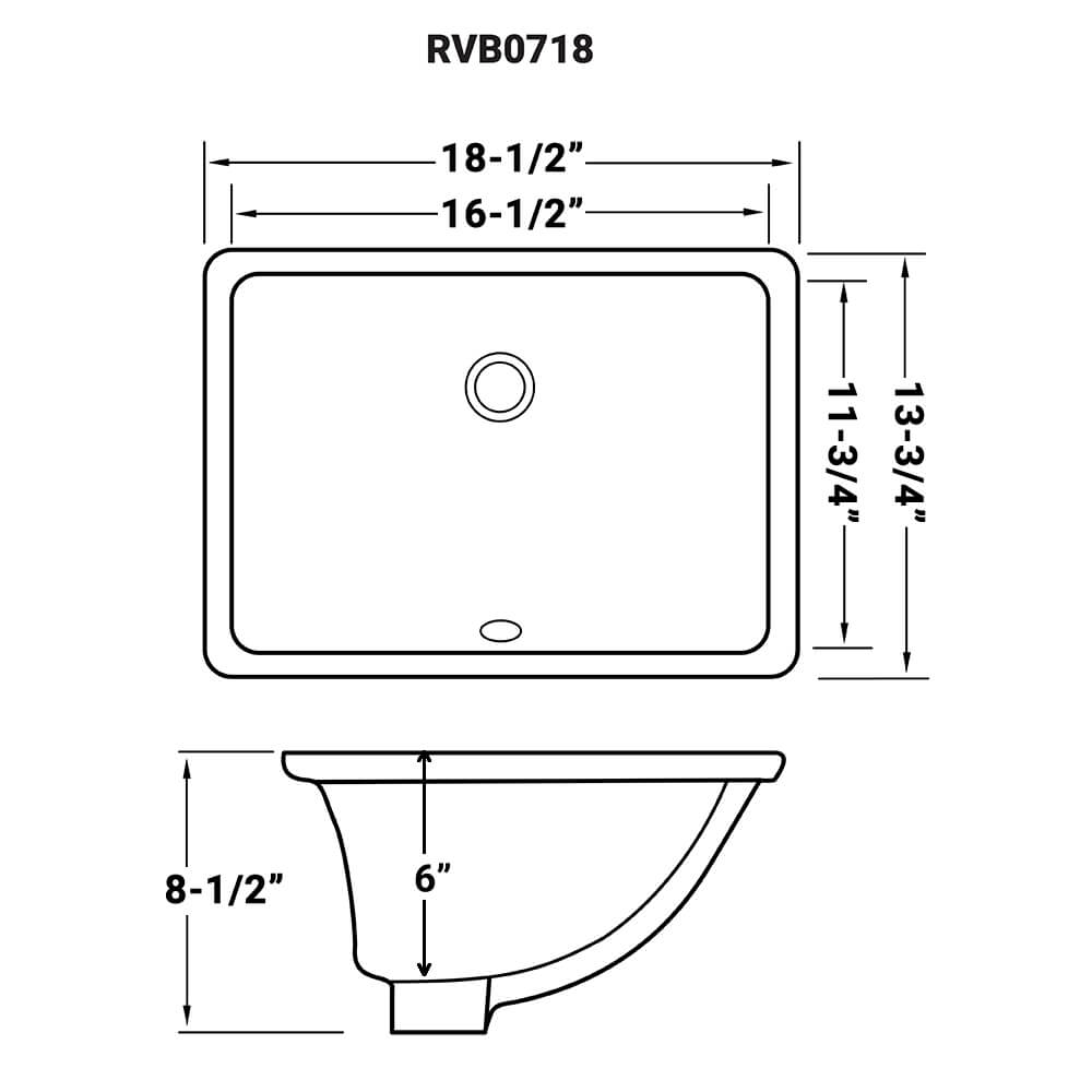 Ruvati 17 x 12 inch Undermount Bathroom Vanity Sink White Rectangular Porcelain Ceramic with Overflow - RVB0718