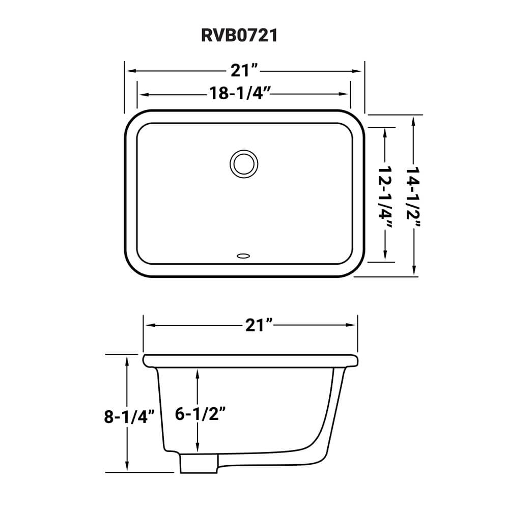 Ruvati 18 x 12 inch Undermount Bathroom Vanity Sink White Rectangular Porcelain Ceramic with Overflow - RVB0721