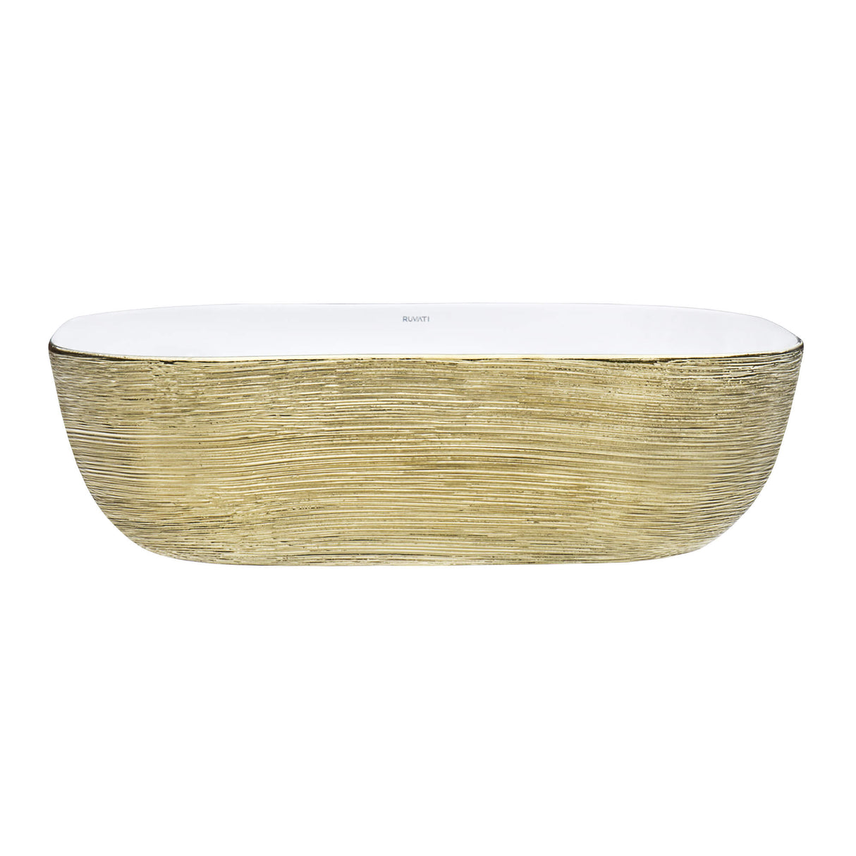 Ruvati 20 x 16 inch Bathroom Vessel Sink Gold Decorative Art Above Vanity Counter White Ceramic - RVB2016WG