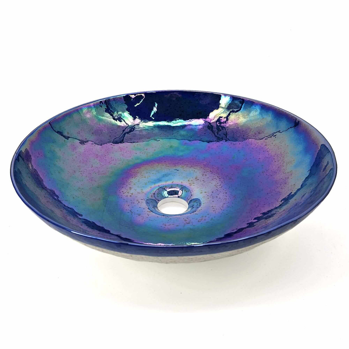 Ruvati 16 inch Murano Glass Art Vessel Circle Decorative Pattern Bathroom Sink - Celestial Blue - RVB3044