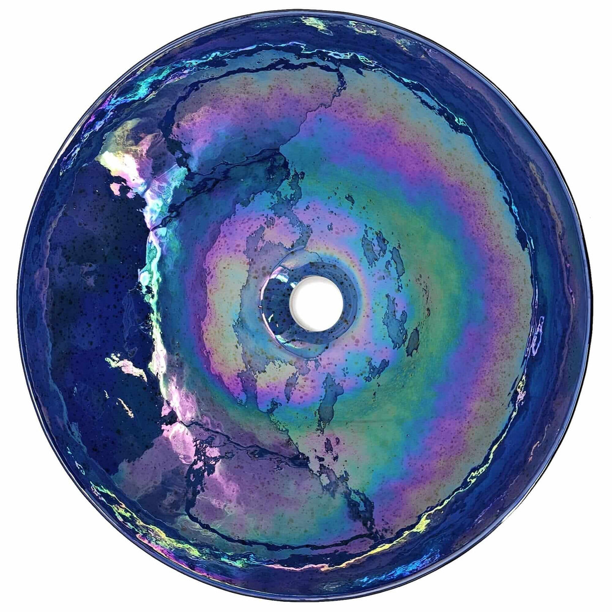 Ruvati 16 inch Murano Glass Art Vessel Circle Decorative Pattern Bathroom Sink - Celestial Blue - RVB3044