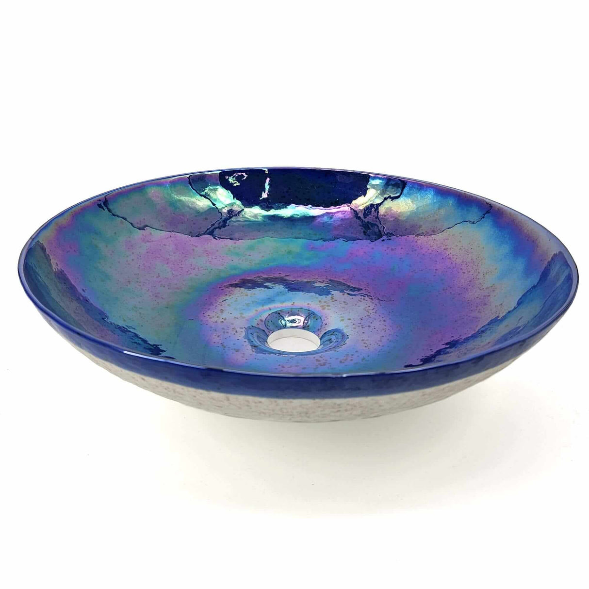 Ruvati 16 inch Murano Glass Art Vessel Circle Decorative Pattern Bathroom Sink - Celestial Blue - RVB3044