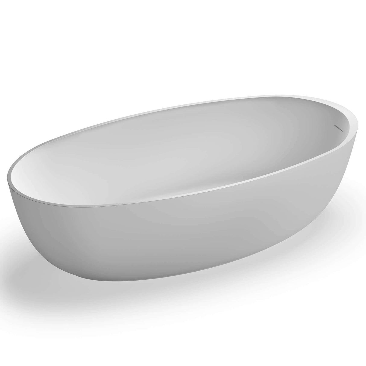 Ruvati 66-inch Matte White epiStone Solid Surface Oval Freestanding Bath Tub Canali - RVB6719WH