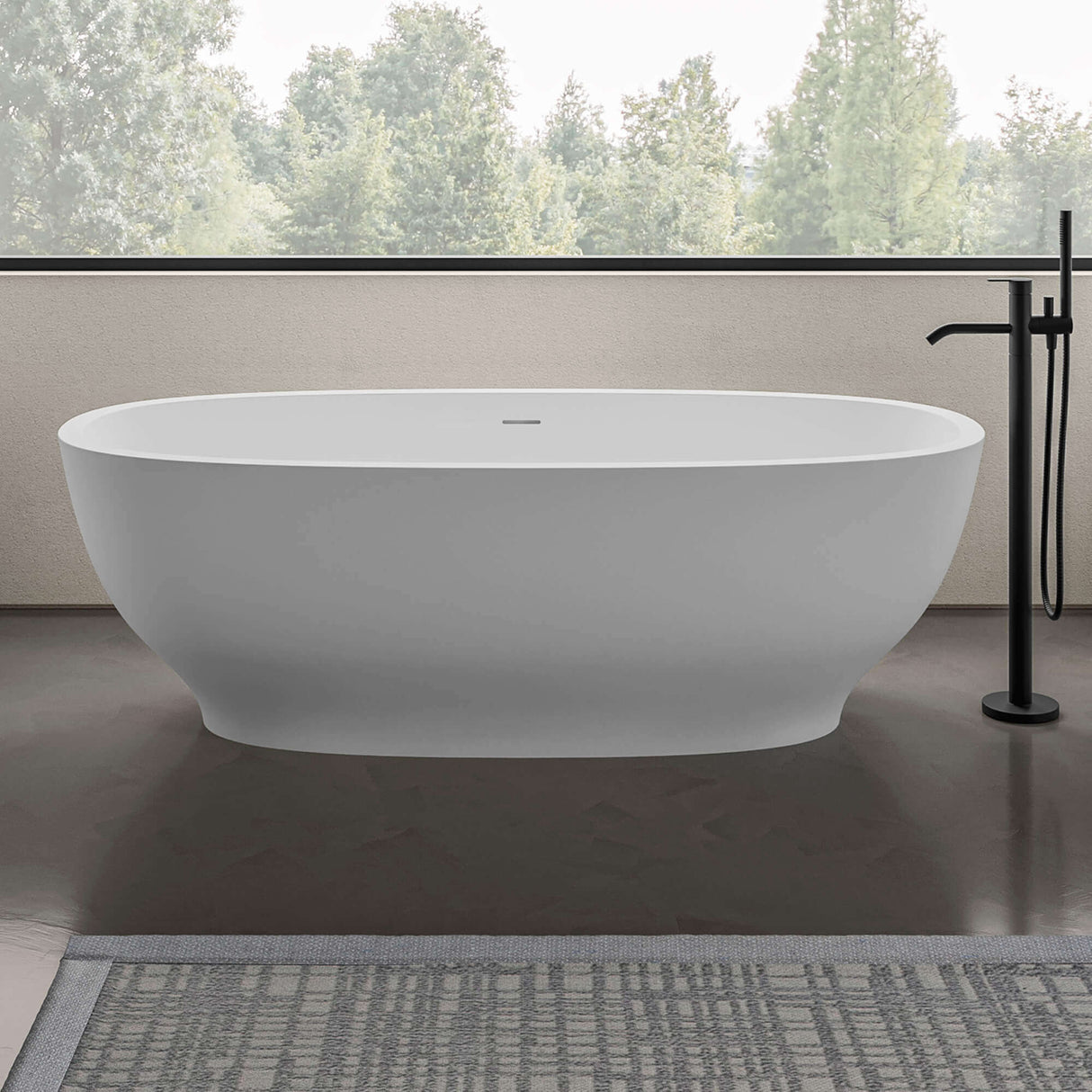 Ruvati 69-inch White epiStone Solid Surface Oval Freestanding Bath Tub Viola - RVB6732WH