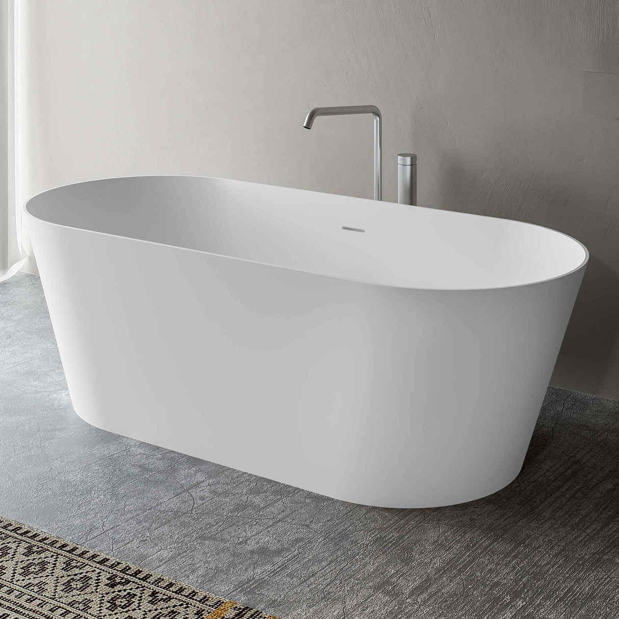 Ruvati 67-inch White epiStone Solid Surface Oval Freestanding Bath Tub Omnia Matte - RVB6750WH