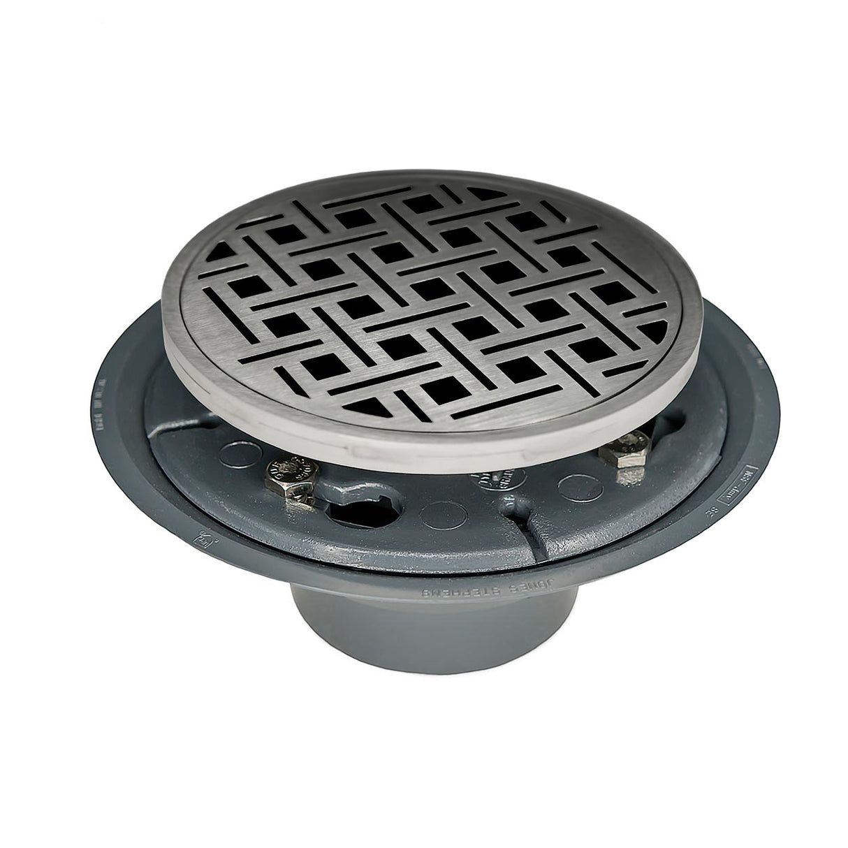 Infinity Drain RVD 5-2P 5” x 5” RVD 5 - Strainer - Weave Pattern & 2" Throat w/PVC Drain Body 2” Outlet