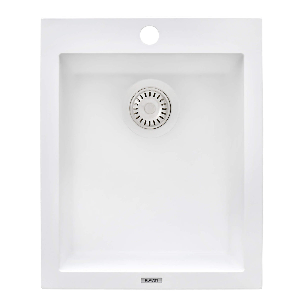 Ruvati 16 x 20 inch epiGranite Drop-in Topmount Granite Composite Single Bowl Kitchen Sink - Arctic White - RVG1016WH