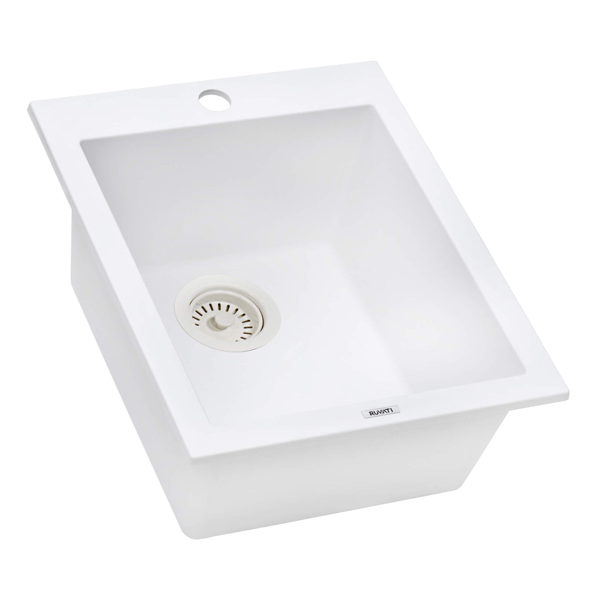 Ruvati 16 x 20 inch epiGranite Drop-in Topmount Granite Composite Single Bowl Kitchen Sink - Arctic White - RVG1016WH