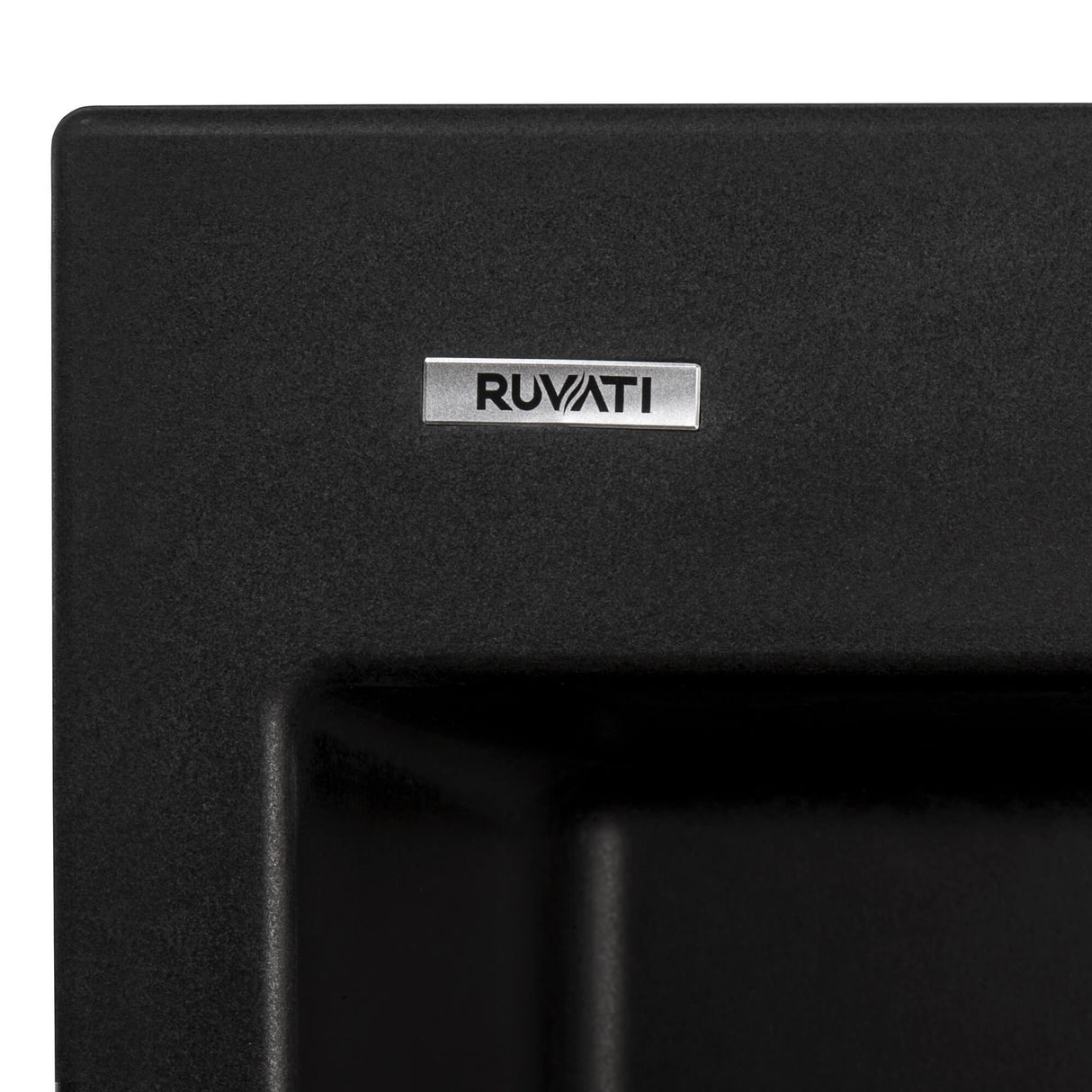 Ruvati 22 x 20 inch epiGranite Drop-in Topmount Granite Composite Single Bowl Kitchen Sink - Midnight Black - RVG1022BK