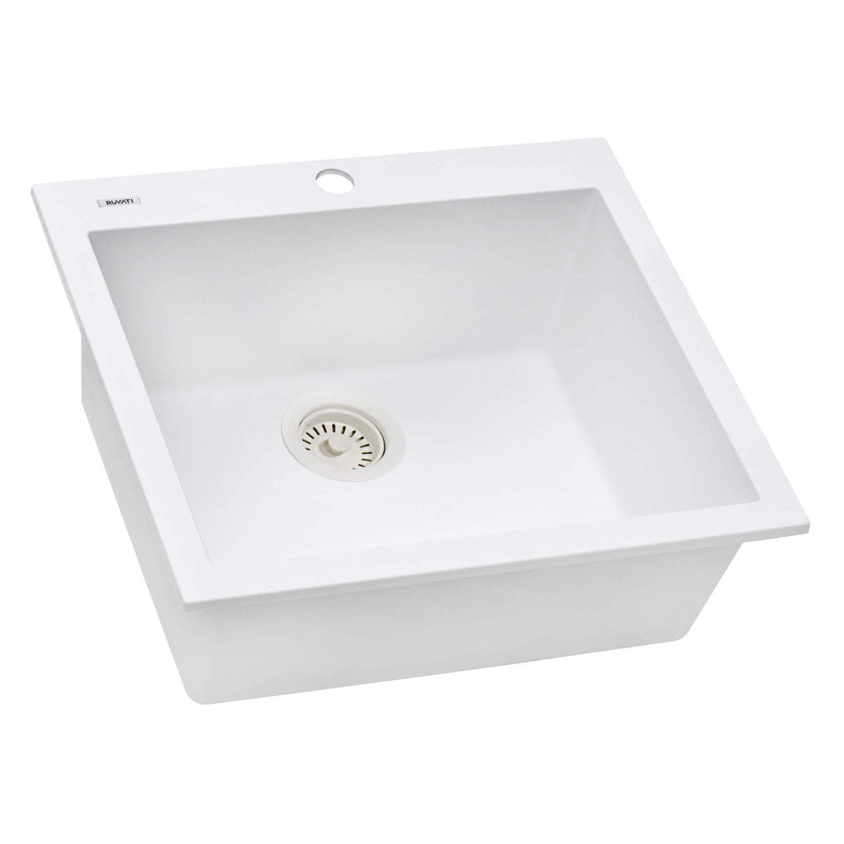 Ruvati 22 x 20 inch epiGranite Drop-in Topmount Granite Composite Single Bowl Kitchen Sink - Arctic White - RVG1022WH
