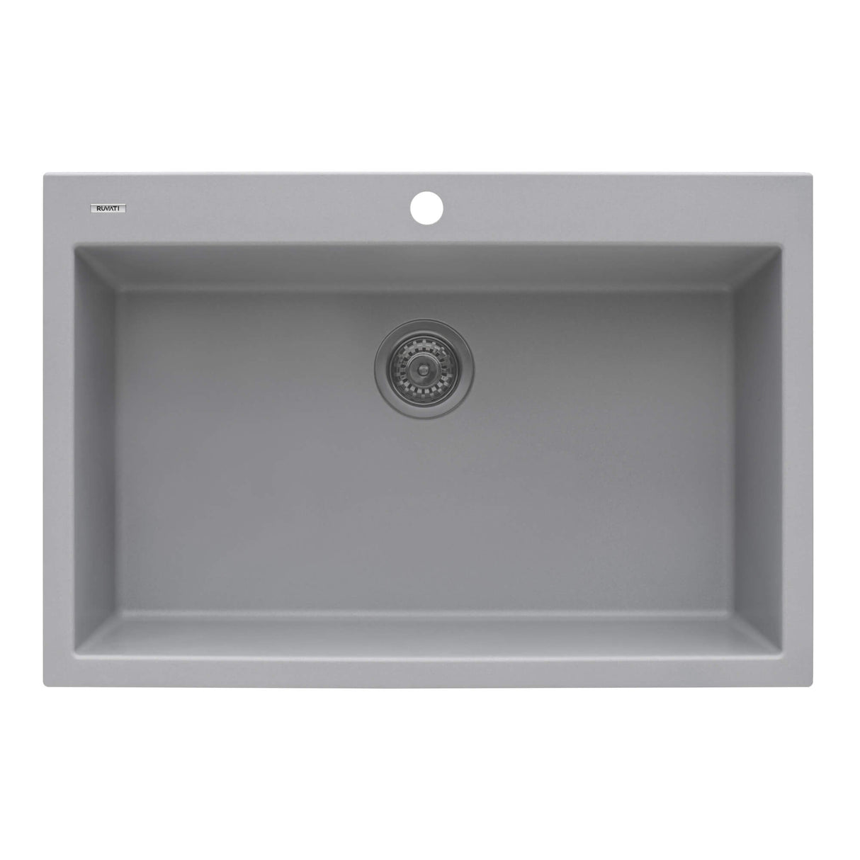 Ruvati 30 x 20 inch epiGranite Drop-in Topmount Granite Composite Single Bowl Kitchen Sink - Silver Gray - RVG1030GR
