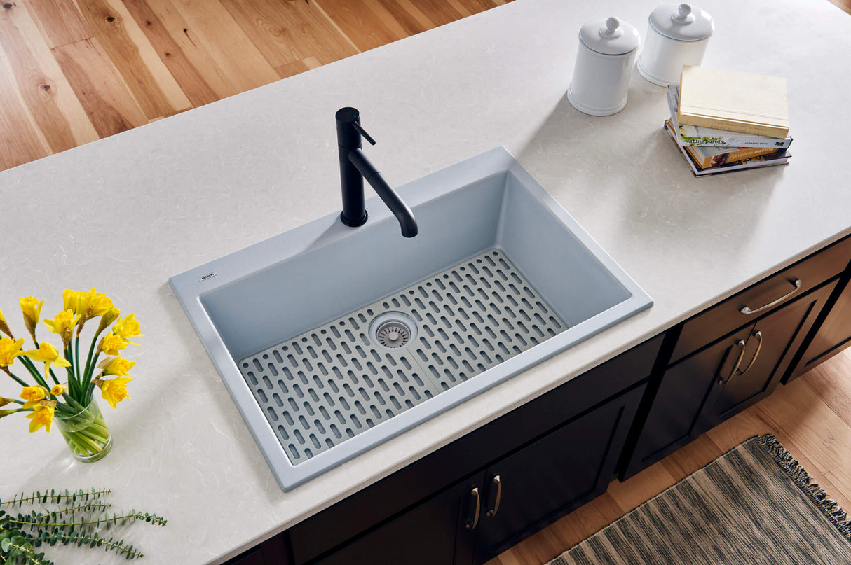 Ruvati 30 x 20 inch epiGranite Drop-in Topmount Granite Composite Single Bowl Kitchen Sink - Silver Gray - RVG1030GR