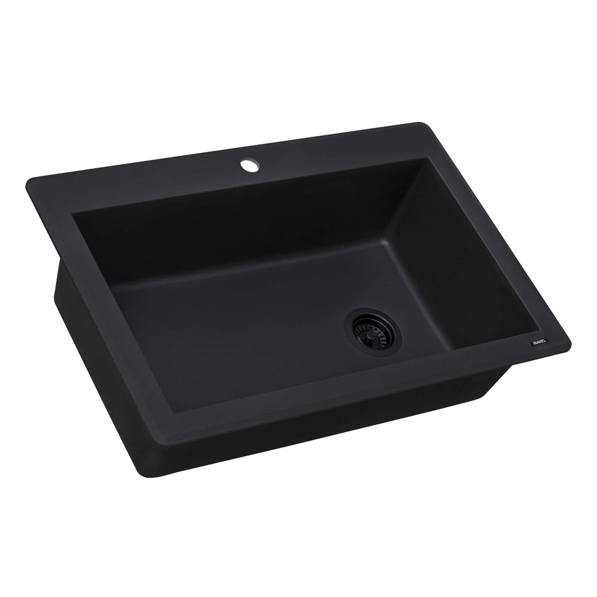 Ruvati 33 x 22 inch epiGranite Drop-in Topmount Granite Composite Single Bowl Kitchen Sink - Midnight Black - RVG1033BK
