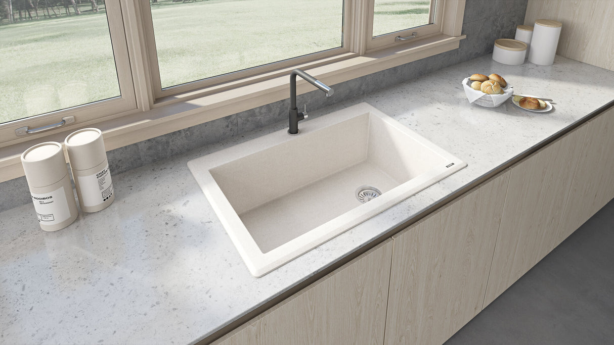 Ruvati 33 x 22 inch epiGranite Drop-in Topmount Granite Composite Single Bowl Kitchen Sink - Caribbean Sand - RVG1033CS