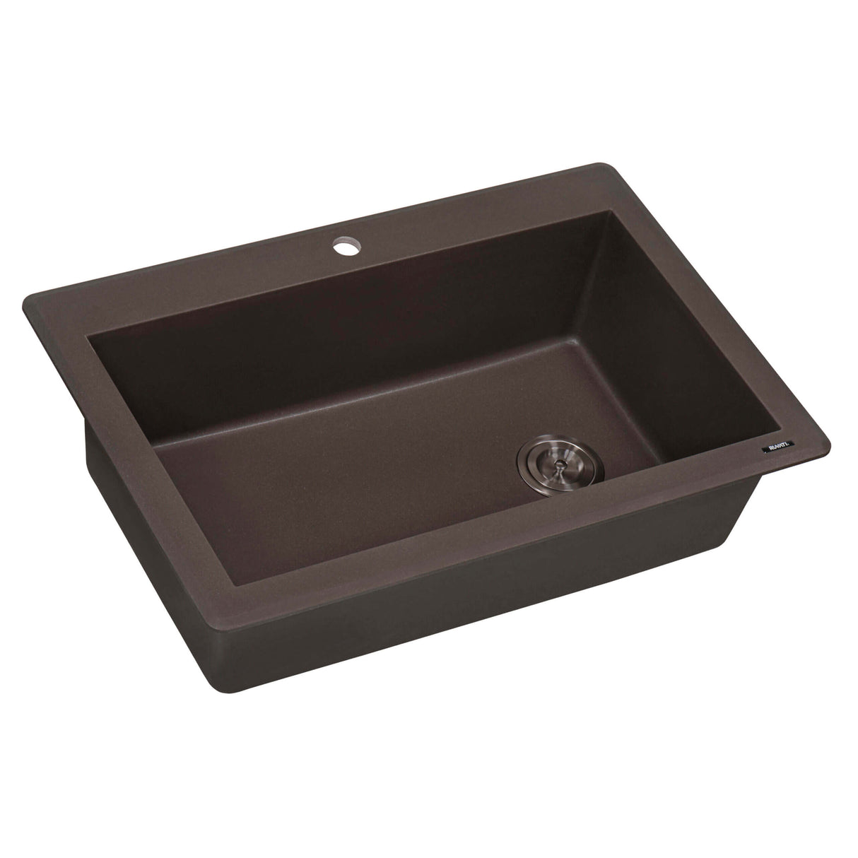 Ruvati 33 x 22 inch epiGranite Drop-in Topmount Granite Composite Single Bowl Kitchen Sink - Espresso Brown - RVG1033ES