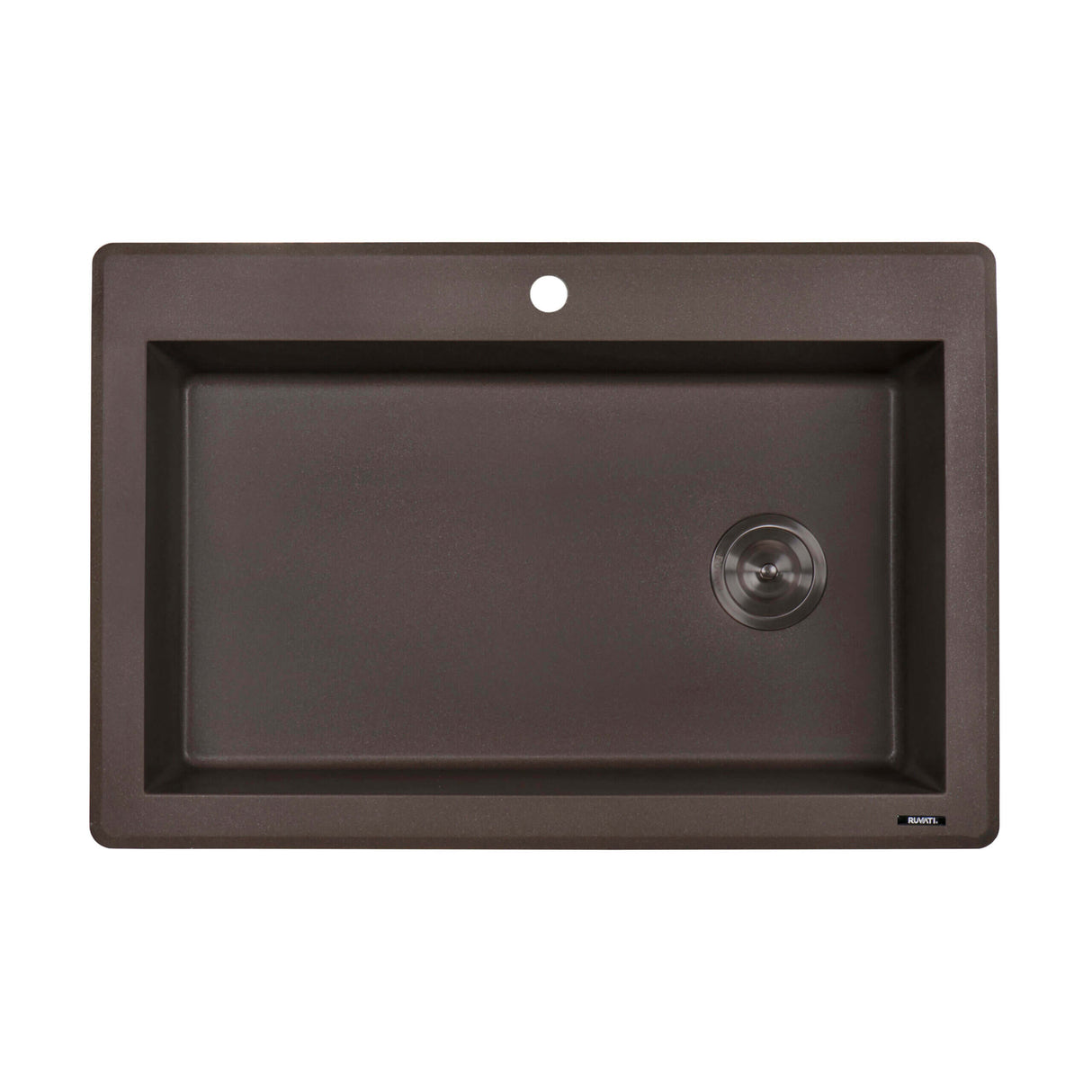 Ruvati 33 x 22 inch epiGranite Drop-in Topmount Granite Composite Single Bowl Kitchen Sink - Espresso Brown - RVG1033ES