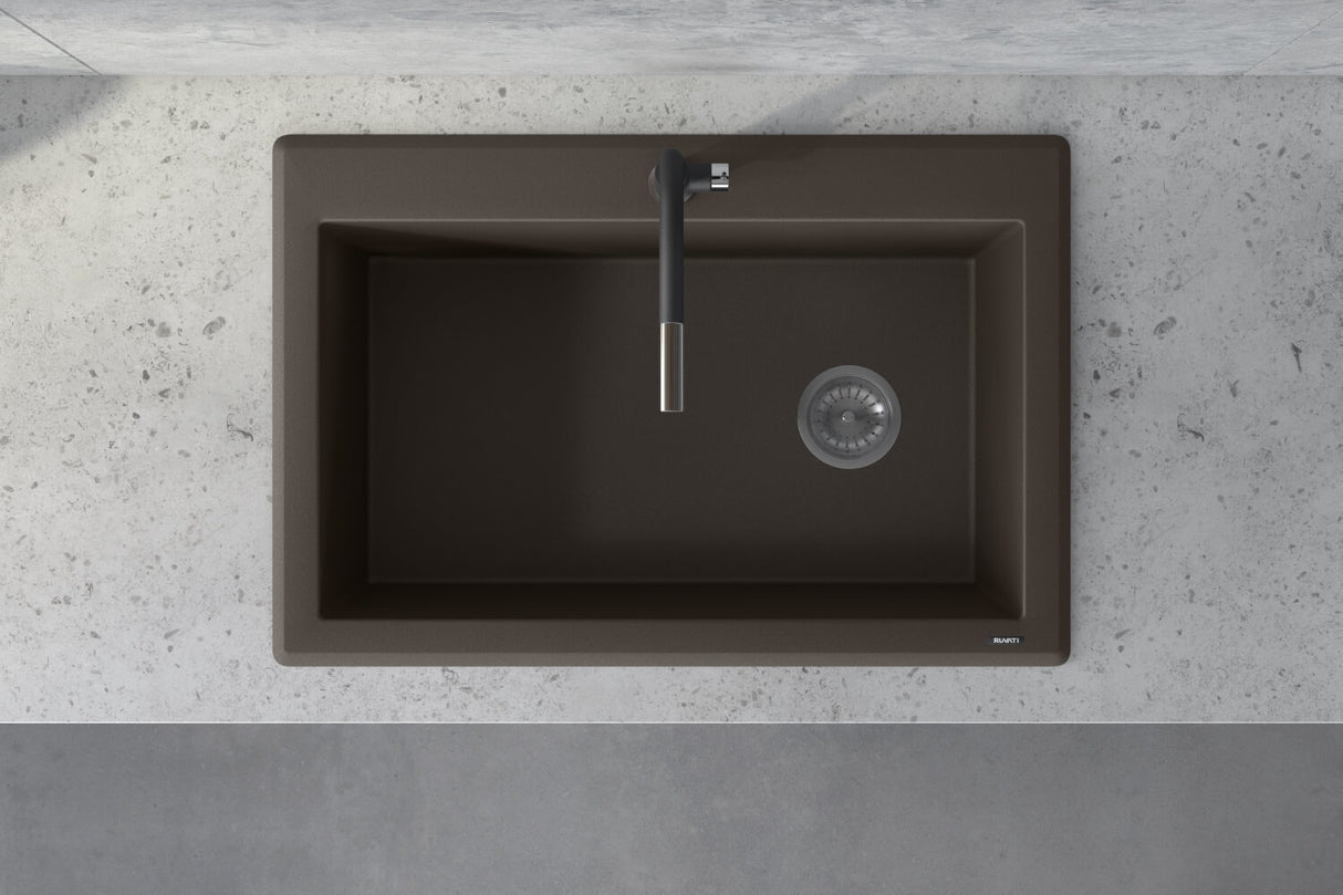 Ruvati 33 x 22 inch epiGranite Drop-in Topmount Granite Composite Single Bowl Kitchen Sink - Espresso Brown - RVG1033ES