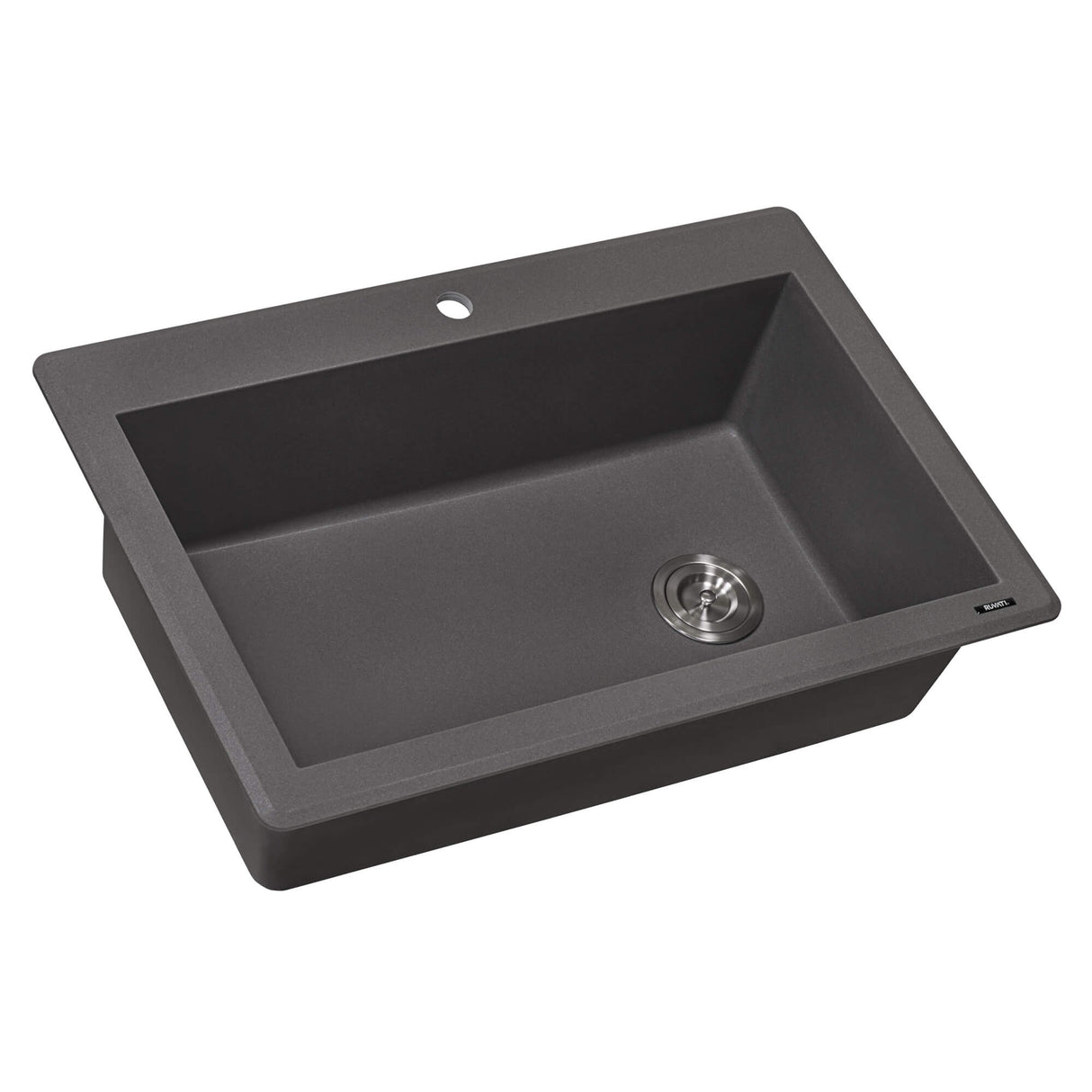 Ruvati 33 x 22 inch epiGranite Drop-in Topmount Granite Composite Single Bowl Kitchen Sink - Urban Gray - RVG1033GR