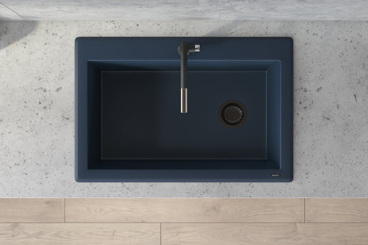 Ruvati 33 x 22 inch Granite Composite Drop-in Topmount Single Bowl Kitchen Sink - Catalina Blue - RVG1033LU