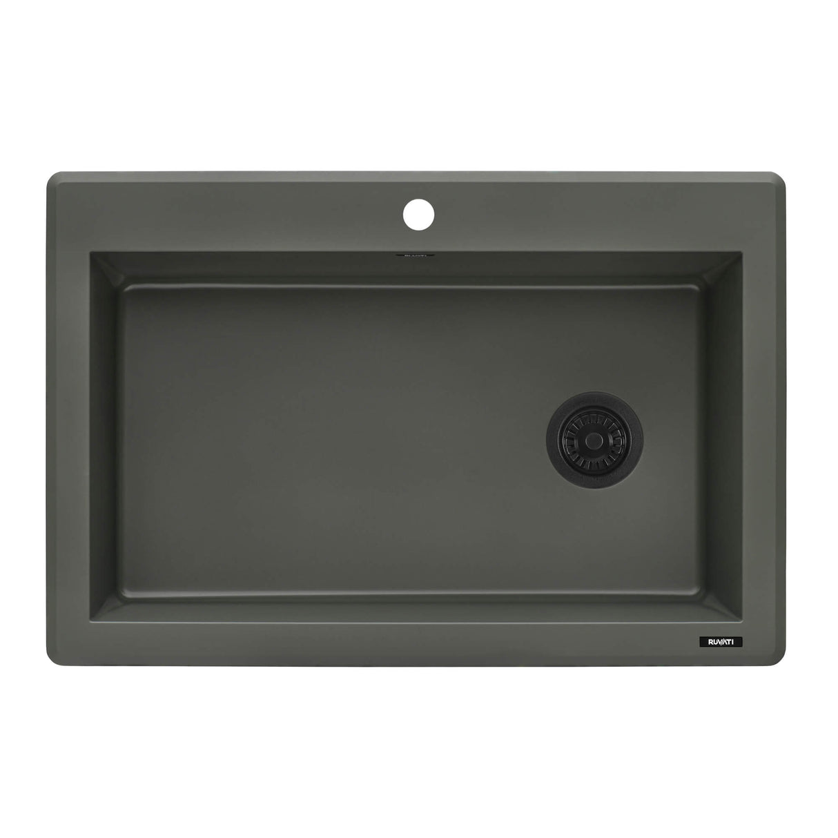 Ruvati 33 x 22 inch Granite Composite Drop-in Topmount Single Bowl Kitchen Sink - Juniper Green - RVG1033RN