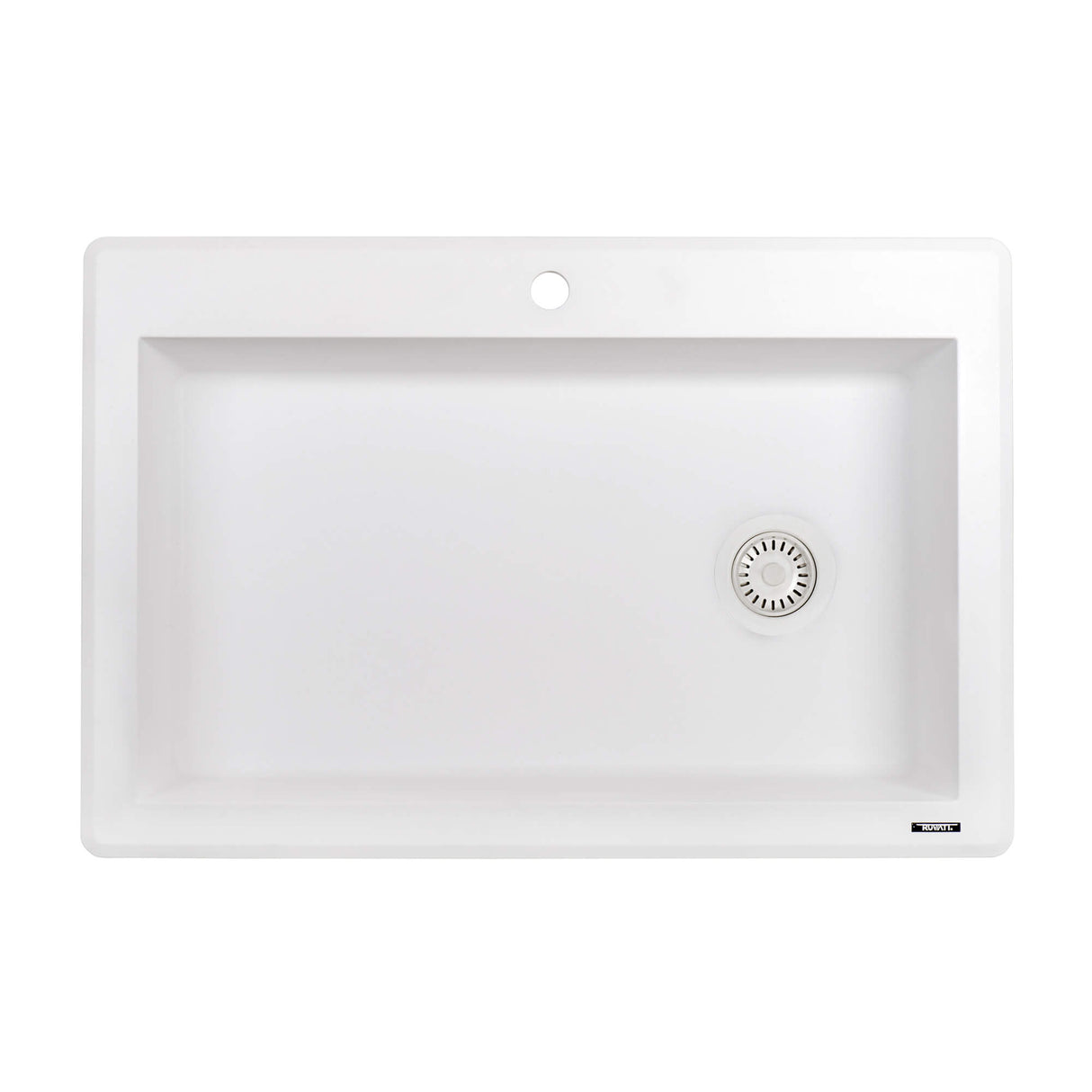 Ruvati 33 x 22 inch epiGranite Drop-in Topmount Granite Composite Single Bowl Kitchen Sink - Arctic White - RVG1033WH
