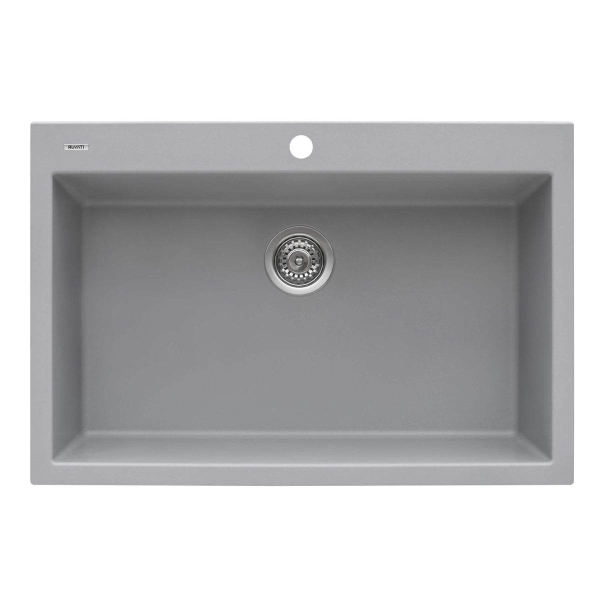 Ruvati 33 x 22 inch epiGranite Drop-in Topmount Granite Composite Single Bowl Kitchen Sink - Silver Gray - RVG1080GR