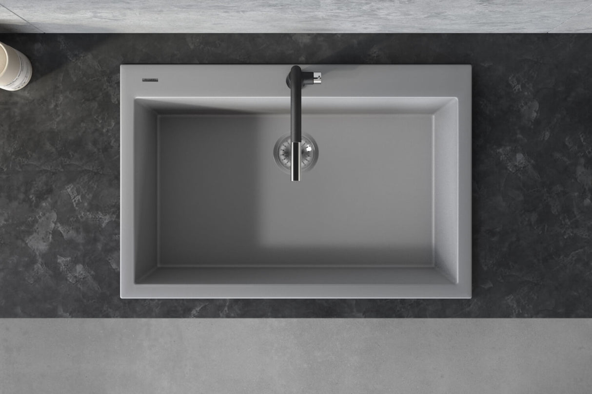 Ruvati 33 x 22 inch epiGranite Drop-in Topmount Granite Composite Single Bowl Kitchen Sink - Silver Gray - RVG1080GR