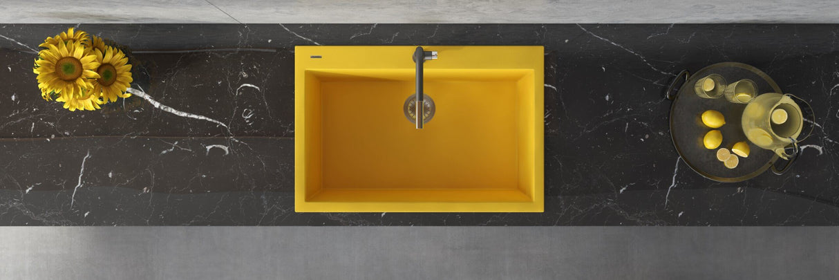 Ruvati 33 x 22 inch Granite Composite Drop-in Topmount Kitchen Sink Single Bowl - Midas Yellow - RVG1080YL