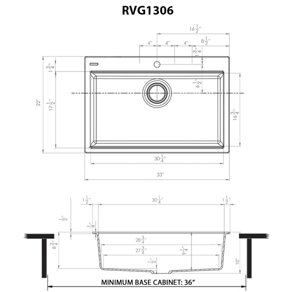 Ruvati 33-inch Granite Composite Workstation Drop-in Topmount Kitchen Sink Espresso - RVG1306ES