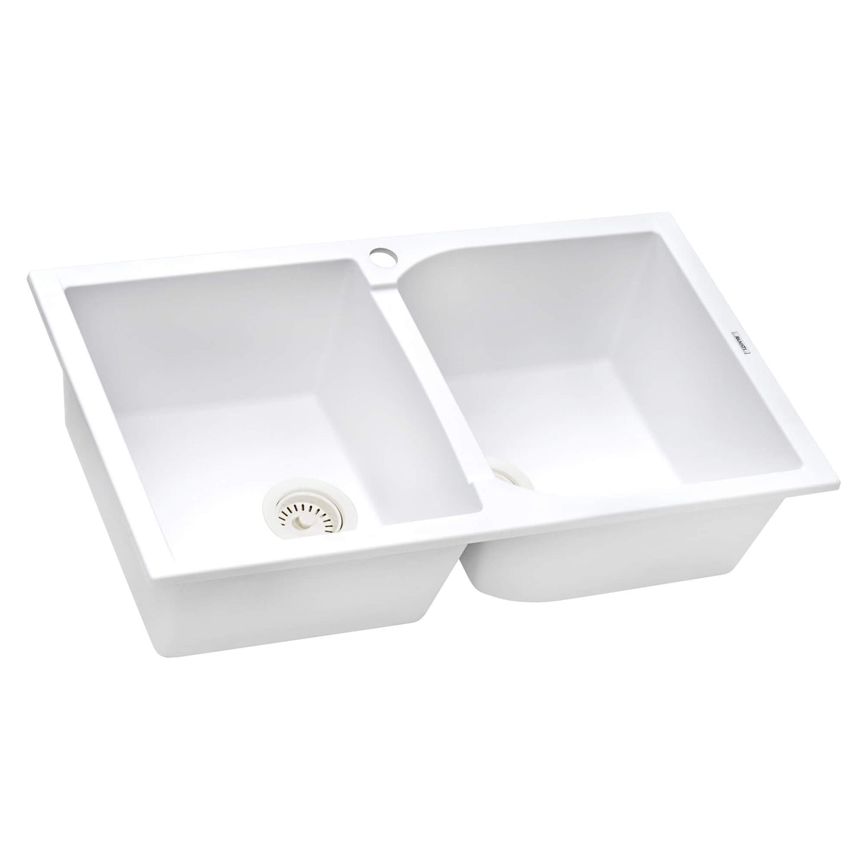Ruvati 34 x 20 inch epiGranite Dual-Mount Granite Composite Double Bowl Kitchen Sink - Arctic White - RVG1319WH