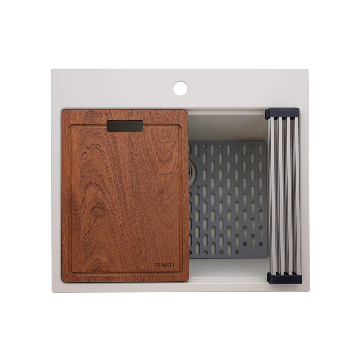 Ruvati 25-inch epiRock Workstation Warm White Topmount Laundry Sink - RVG1321WB