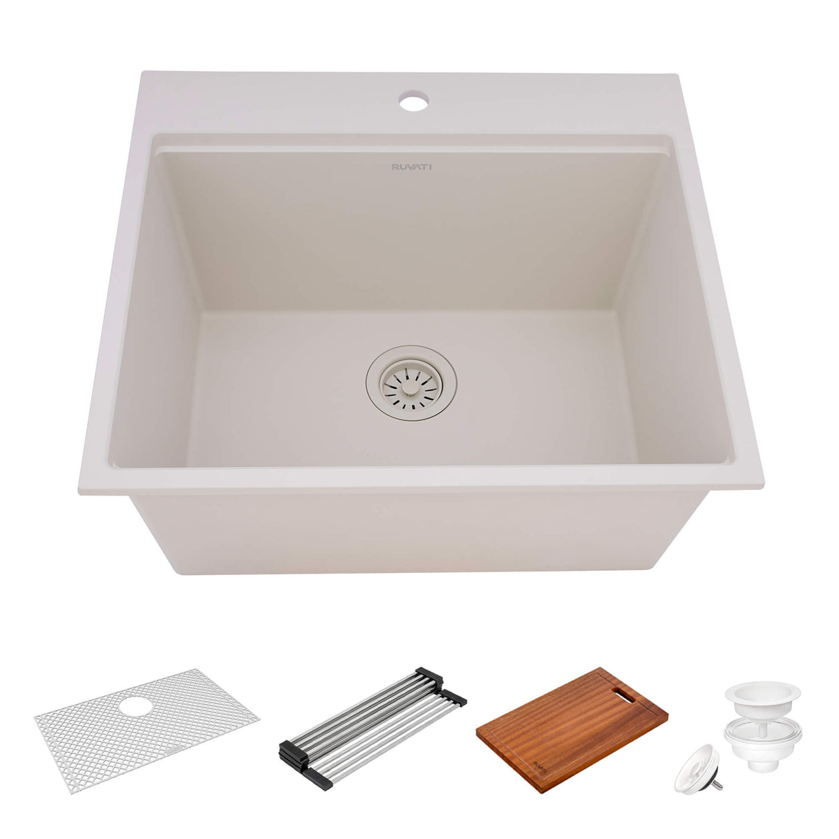 Ruvati 25-inch epiRock Workstation Warm White Topmount Laundry Sink - RVG1321WB