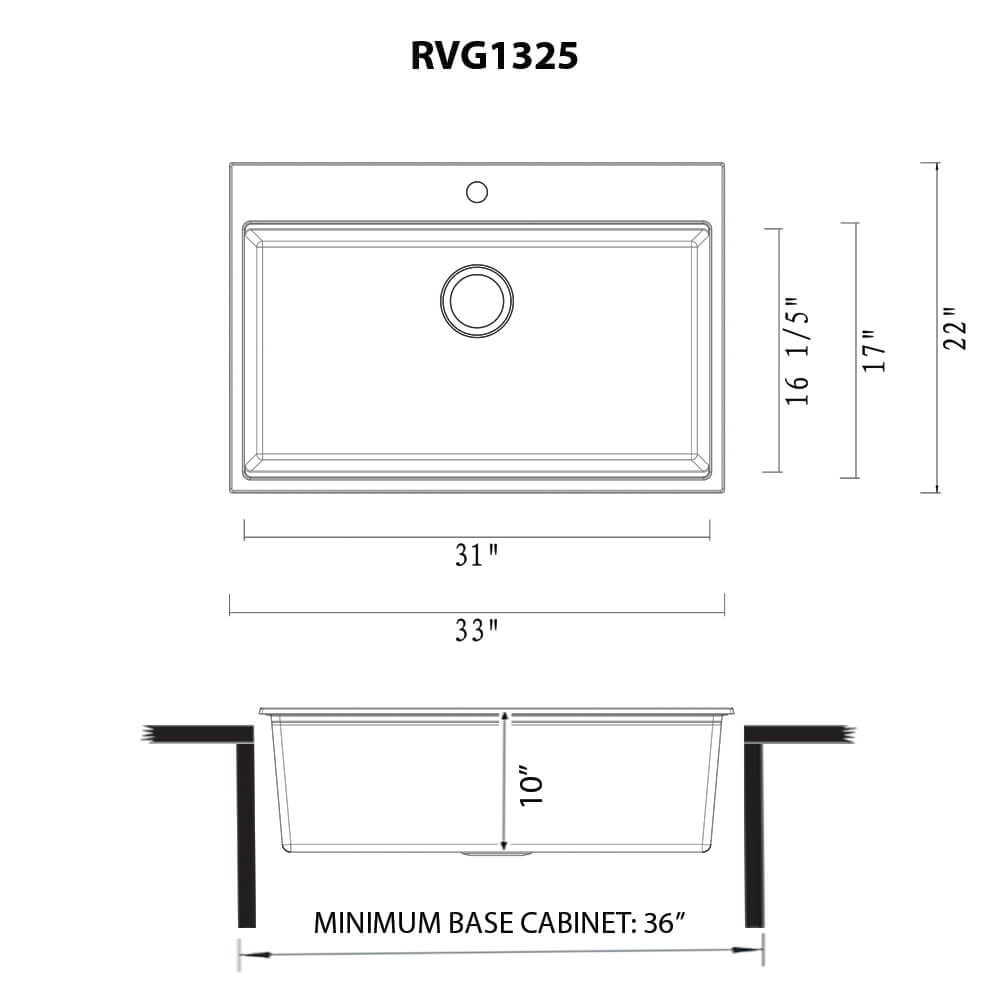 Ruvati 33-inch epiRock Workstation Warm White Topmount Kitchen Sink - RVG1325WB