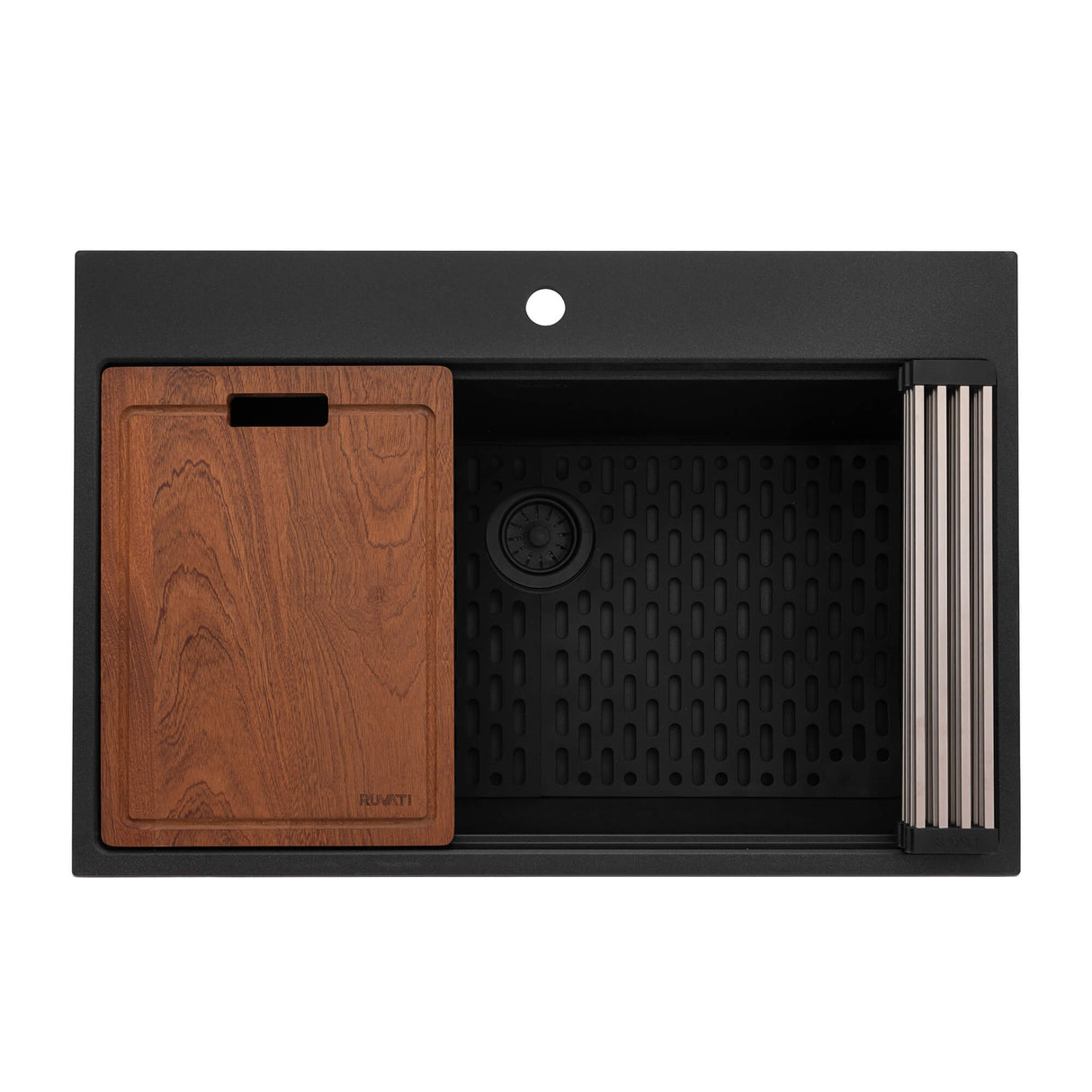 Ruvati 33-inch epiRock Workstation Charcoal Black Topmount Kitchen Sink - RVG1325CK