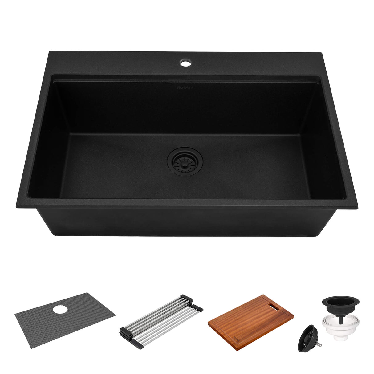 Ruvati 33-inch epiRock Workstation Charcoal Black Topmount Kitchen Sink - RVG1325CK