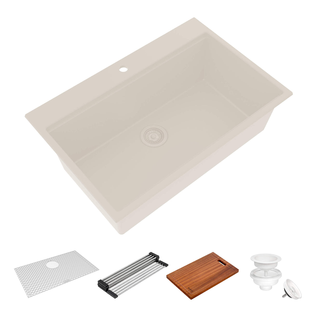 Ruvati 33-inch epiRock Workstation Warm White Topmount Kitchen Sink - RVG1325WB