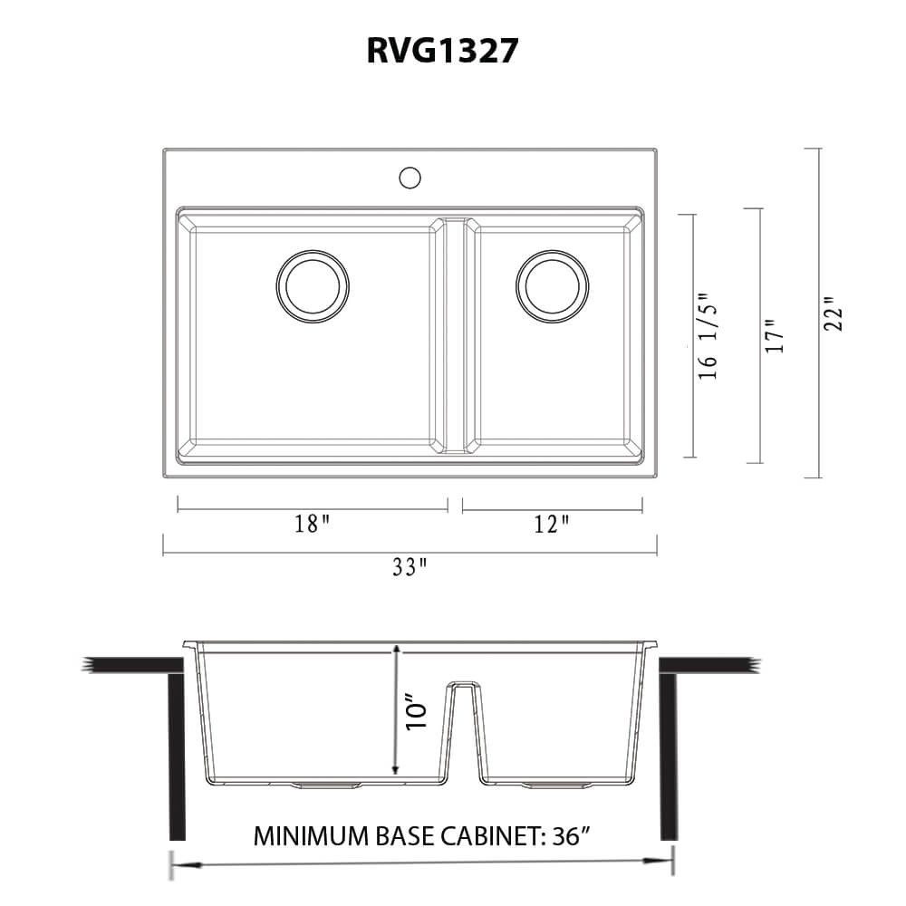 Ruvati 33-inch epiRock Workstation Warm White Double Bowl Topmount Kitchen Sink - RVG1327WB
